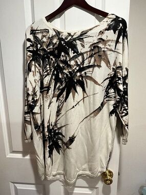 Oversized top, Blue Sky, XL, black and cream, Bamboo and Cotton blend